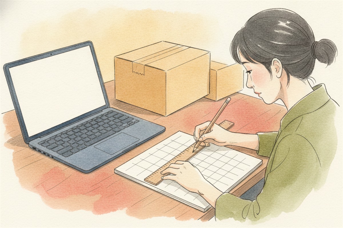 エクセルに持つべき13列と、入力する列か計算する列かを示した一覧図