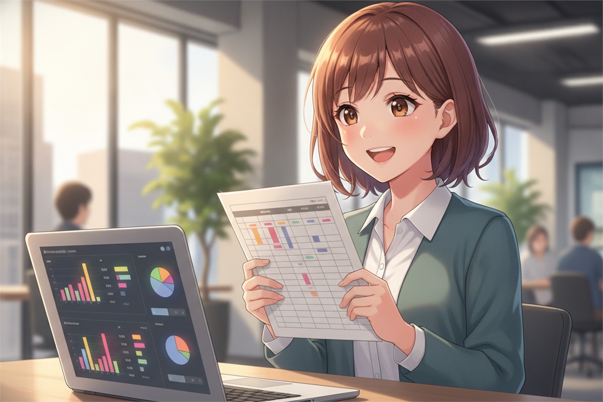 粗利の表と広告画面を見比べて迷わず判断するセラーのイラスト