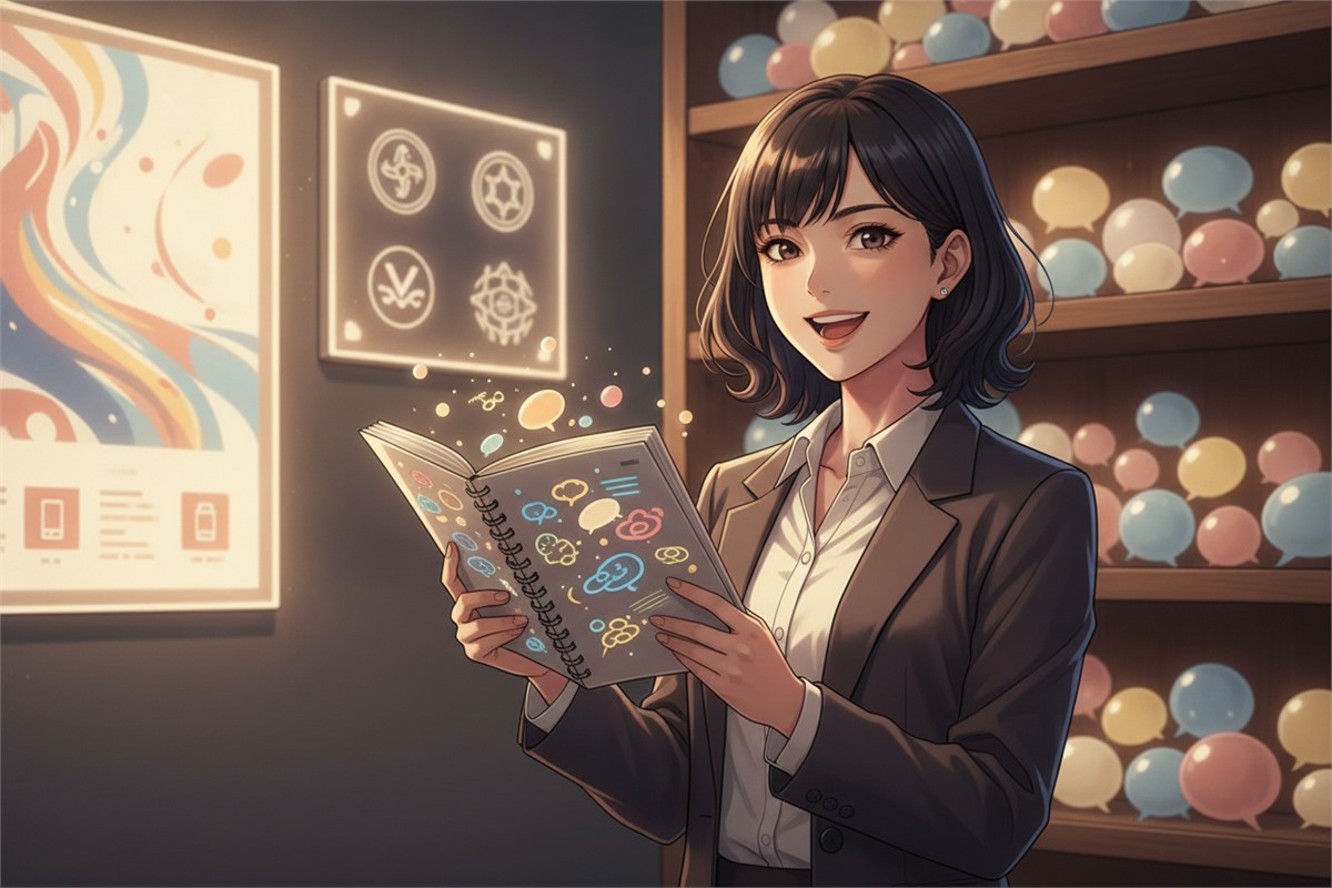 レビューから集めた売れる言葉を手にして前を向くセラーの絵