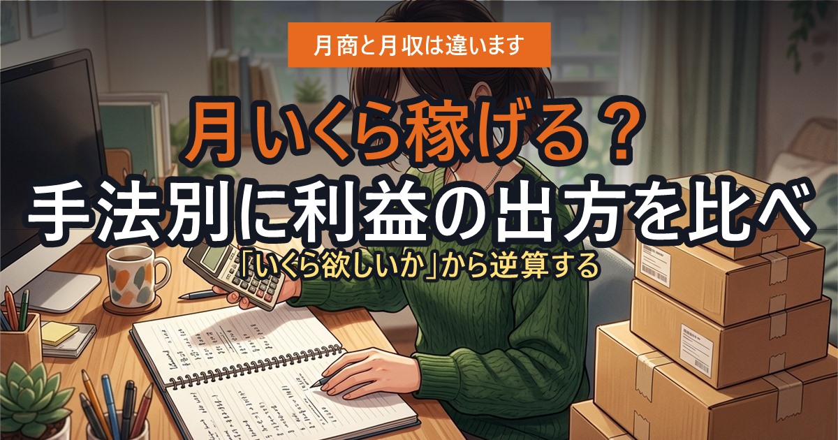 物販の利益を計算している人