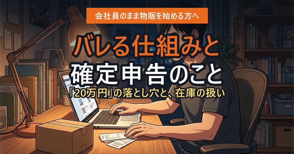 仕事終わりに副業の記録を整理している会社員