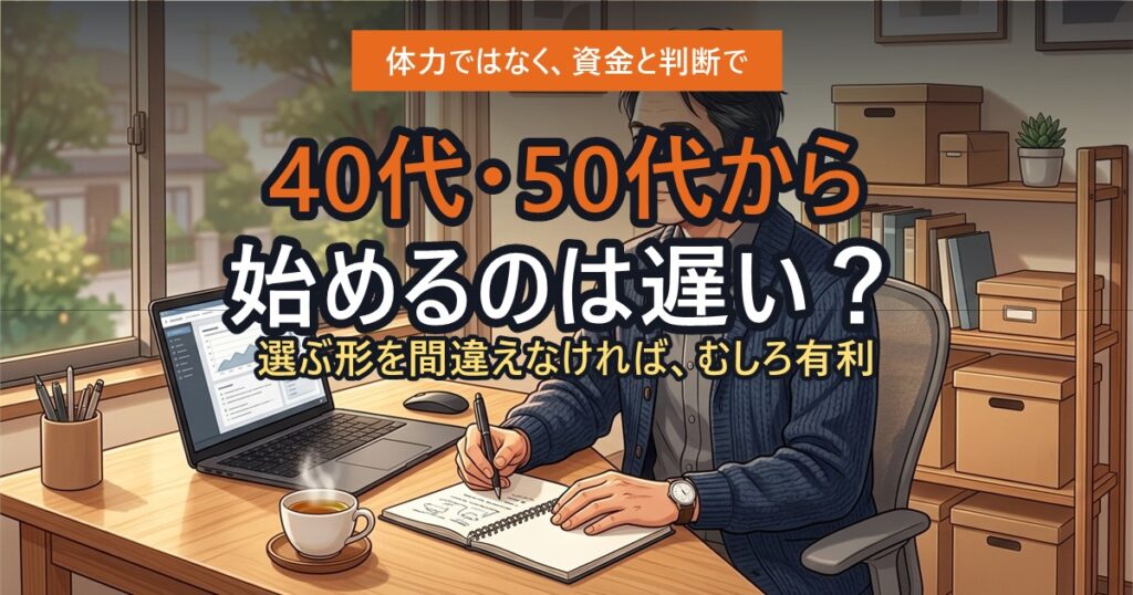落ち着いて物販に取り組む50代の男性